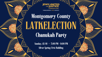 A sunburst with latkes at the base of each ray